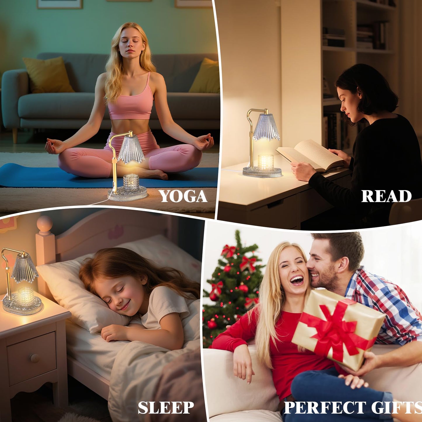 WYghyronic Candle Warmer Lamp with Timer & Dimmable 4-Level Brightness - Adjustable Height,for New Home Bedroom, Gifts for Women (Clear)