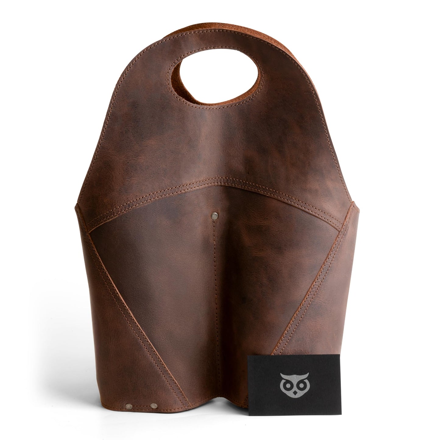 Hide & Drink, Double Wine Bottle Carrier, Holder Case for Bordeaux Bottle, Tote Bag, Travel Purse, Picnic, Full Grain Leather, Handmade, Bourbon Brown