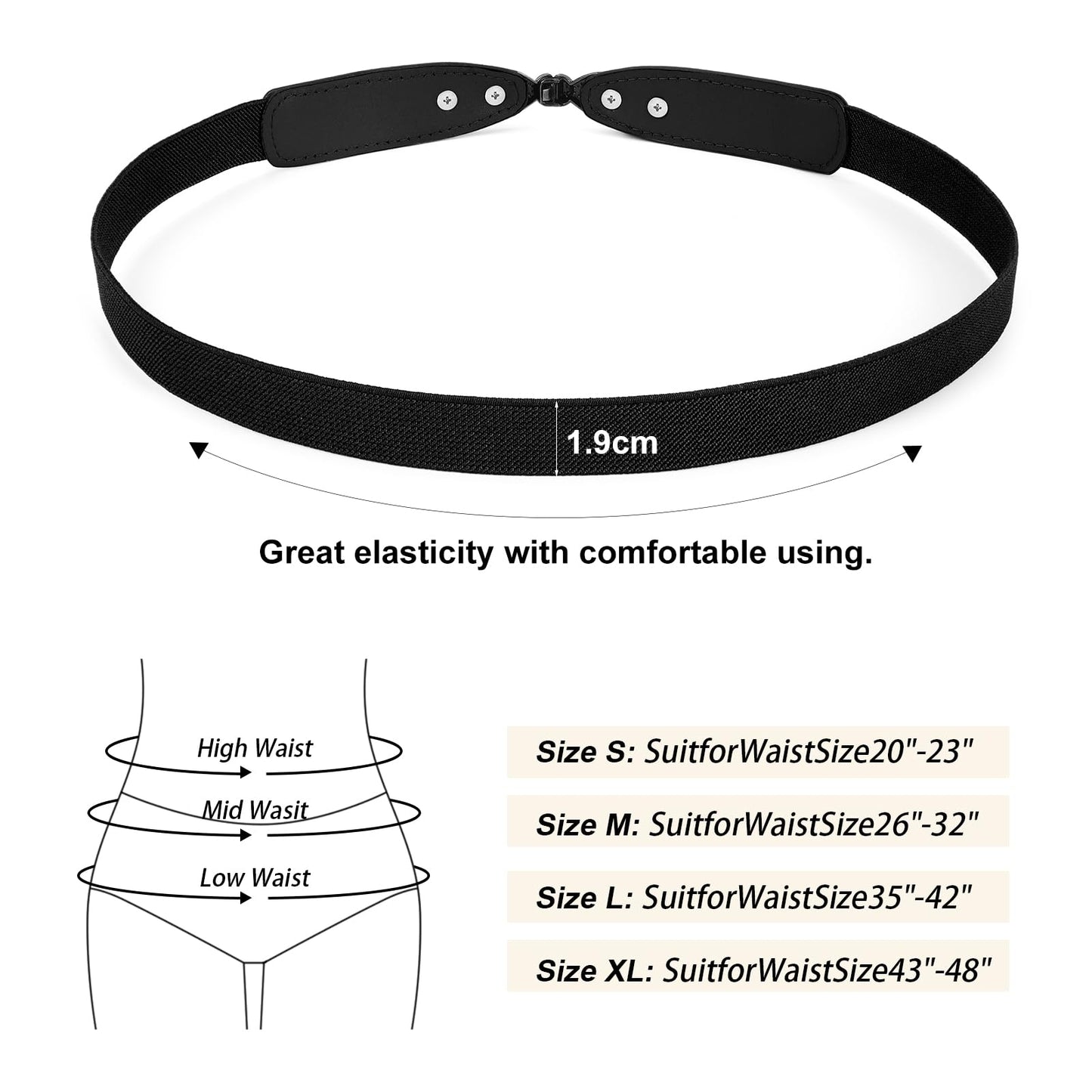 JASGOOD Women Skinny Elastic Stretch Belts for Dresses Retro Ladies Waist Vintage Thin Belts 2 Pack, Brown+ Black