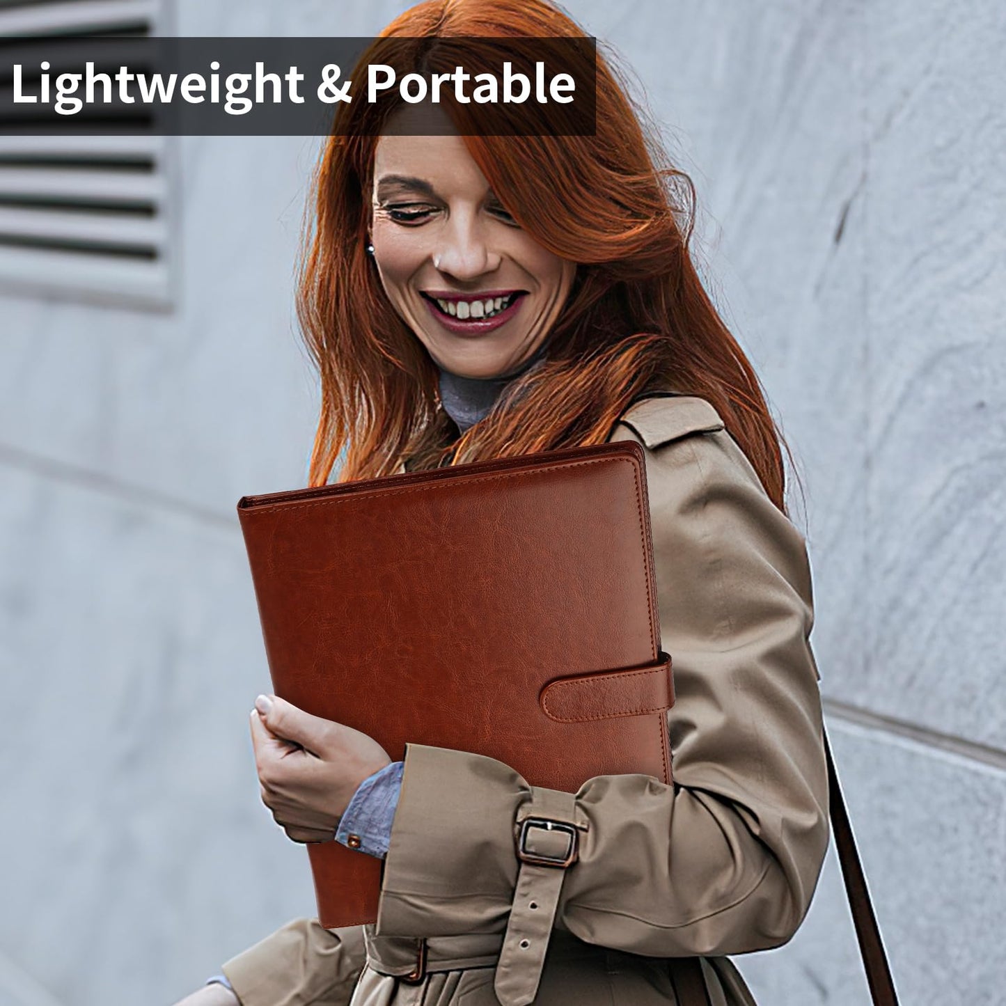 Professional Padfolio with Clipboard, Faux Leather Portfolio Folder Binder, Legal Pad Holder for A4 Letter Size Notepad, Resume, Writing Pad, Ideal Organizer for Business Office Conference (Brown)