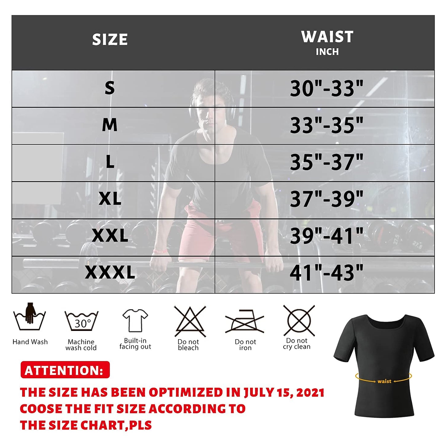 QZSH Men Sauna Shirt Sweat Suit Slimming Vest Workout Tank Top Waist Trainer Shaper(BH6004-01-M)