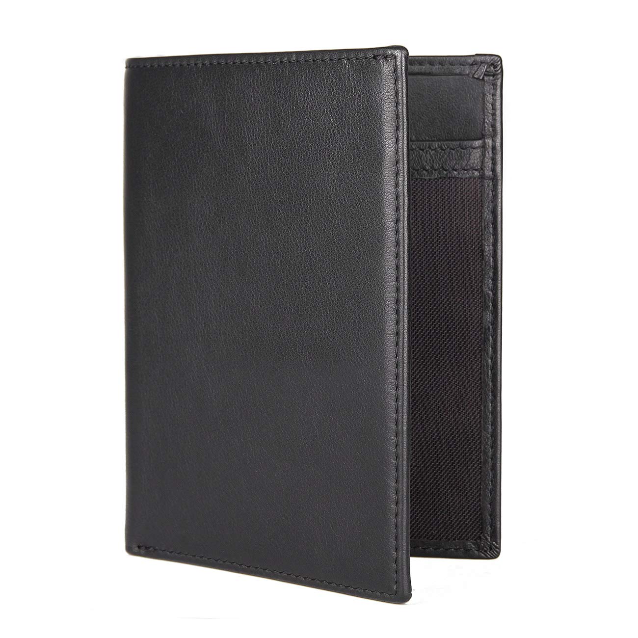 Polare RFID Blocking Napa Leather Passport Holder Travel Wallet For Men and Women (Black)