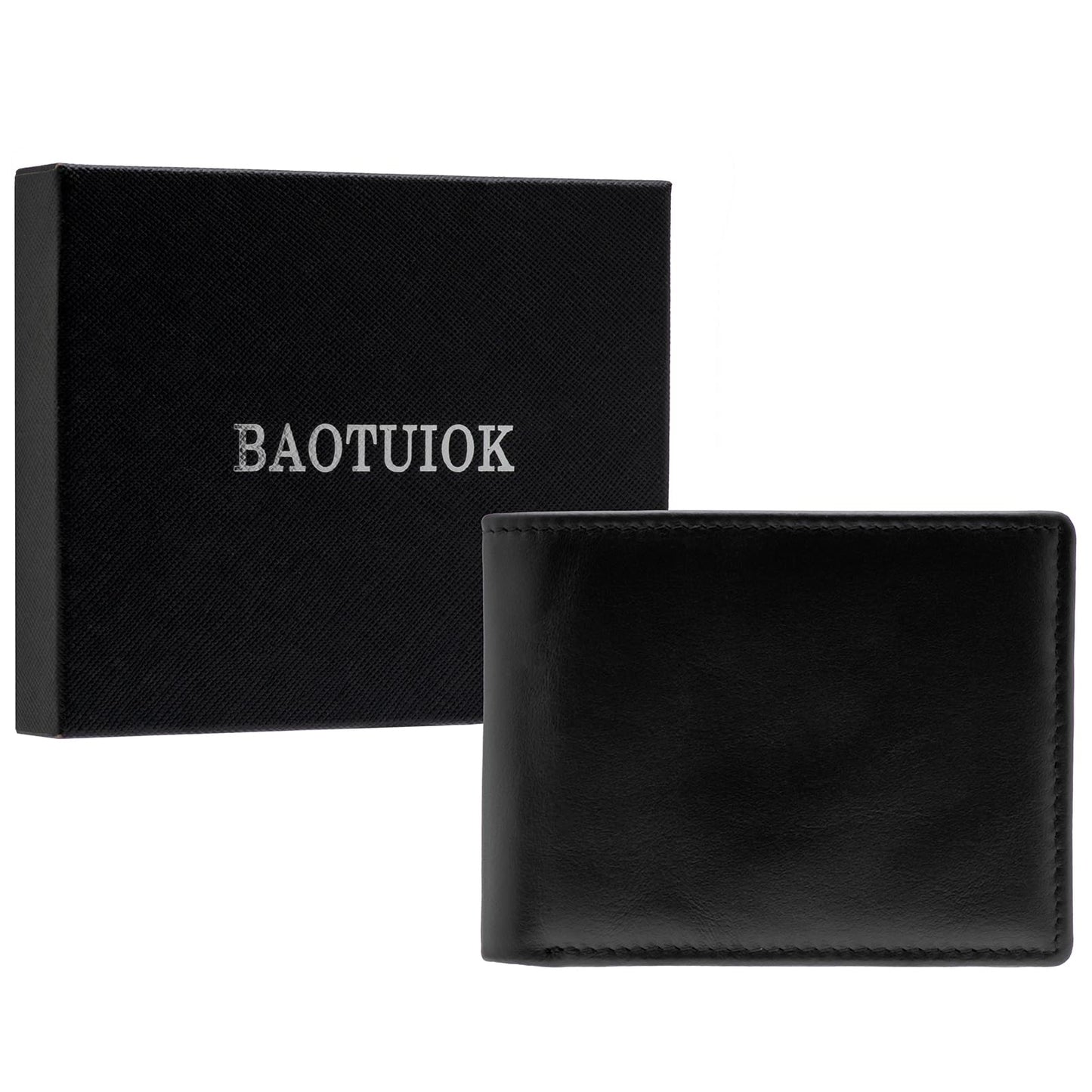 baotuiok Mens Bifold Leather Wallet with 14 Card Slots, 2 ID Windows, Large Capacity, and RFID Blocking Large Wallet for Men