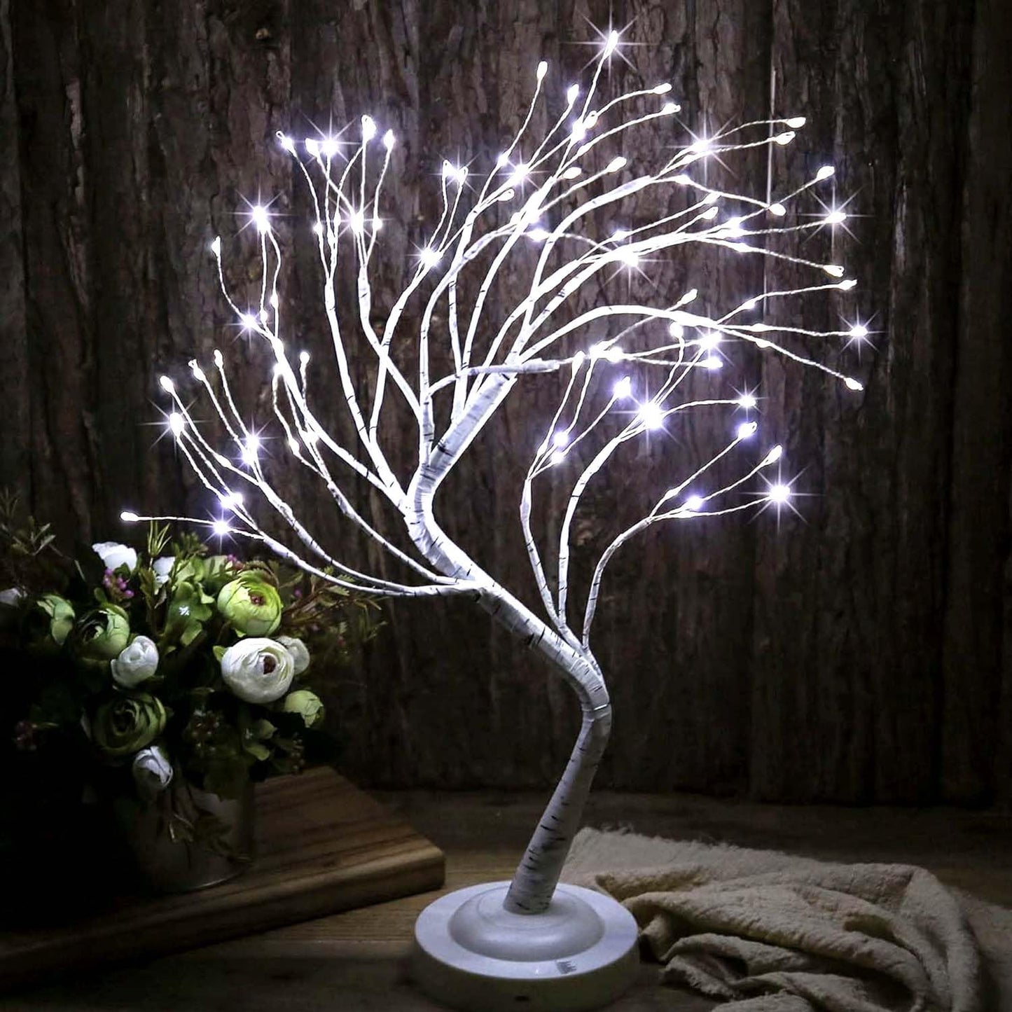 FUCHSUN 108 LED Birch Tree Light Tabletop Bonsai Fairy Tree Lamp, 8 Lighting Modes & Timer & Battery/USB Operated, Party Wedding Holiday Festival Christmas Decoration, White