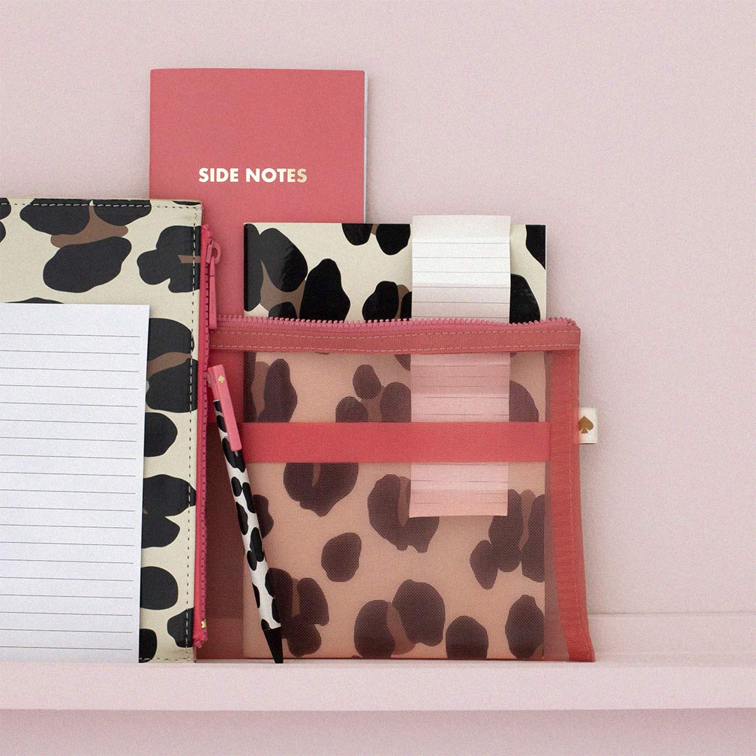 kate spade new york Black Ink Pen Set of 5, Cute Leopard Click Pens, Plastic Retractable Pens for Writing and Journaling, Forest Feline