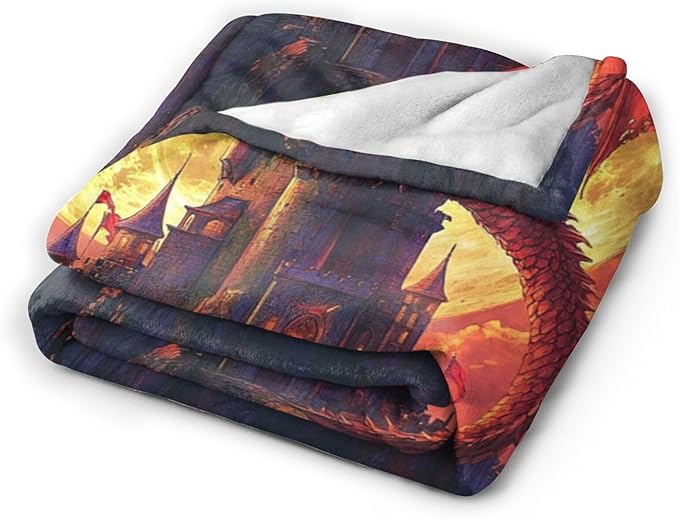 Dragon Blanket, Full Moon Throw Blankets, Dragons Space Fuzzy Plush Blanket Ultra Soft for Dragon Lover Gift Kids Teens Women Men Girls Boys Stuff Decor for Bedding Sofas Couch 60"X50"