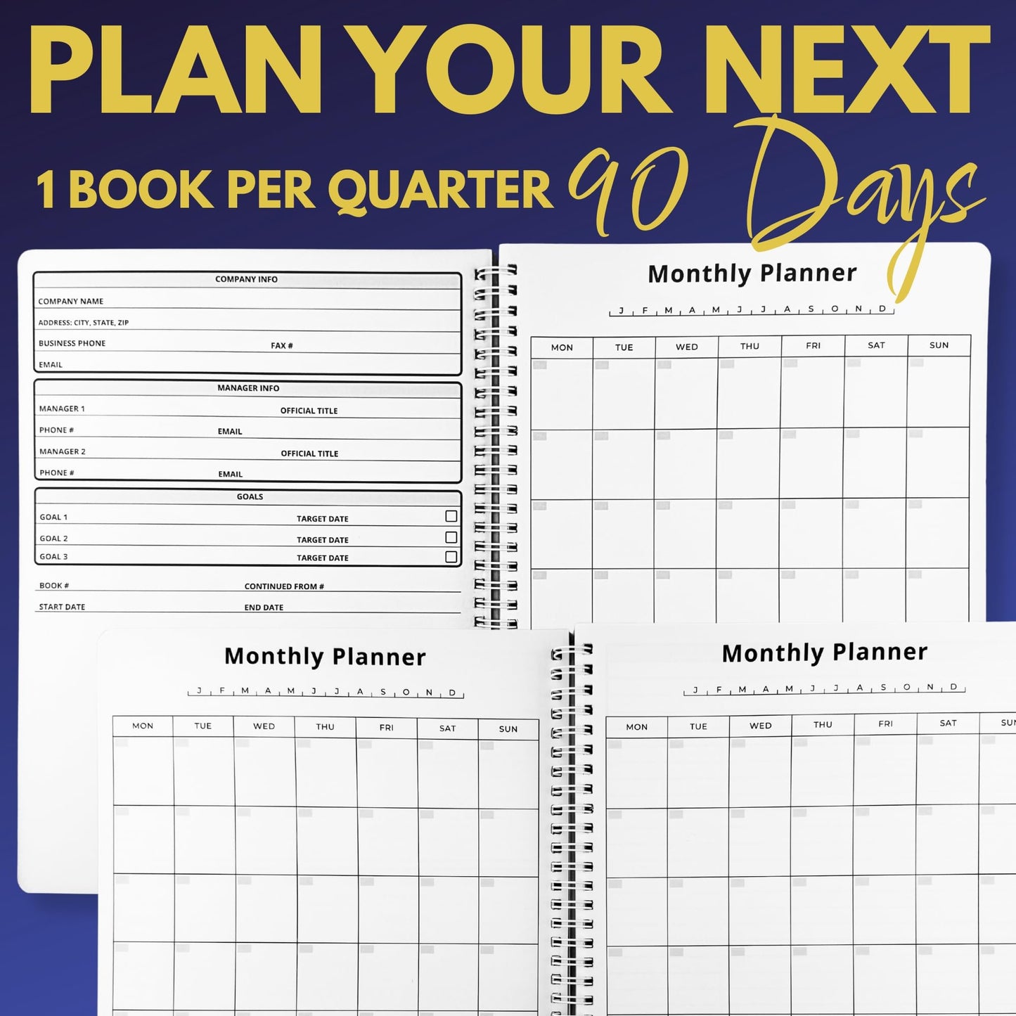 Manager’s 90-Day Planning Journal by Field Equipt – Professional Project Organizer for Work with Daily Activity Logs & Goal Setting – Durable, Spill-Proof Cover for Office & Field Management