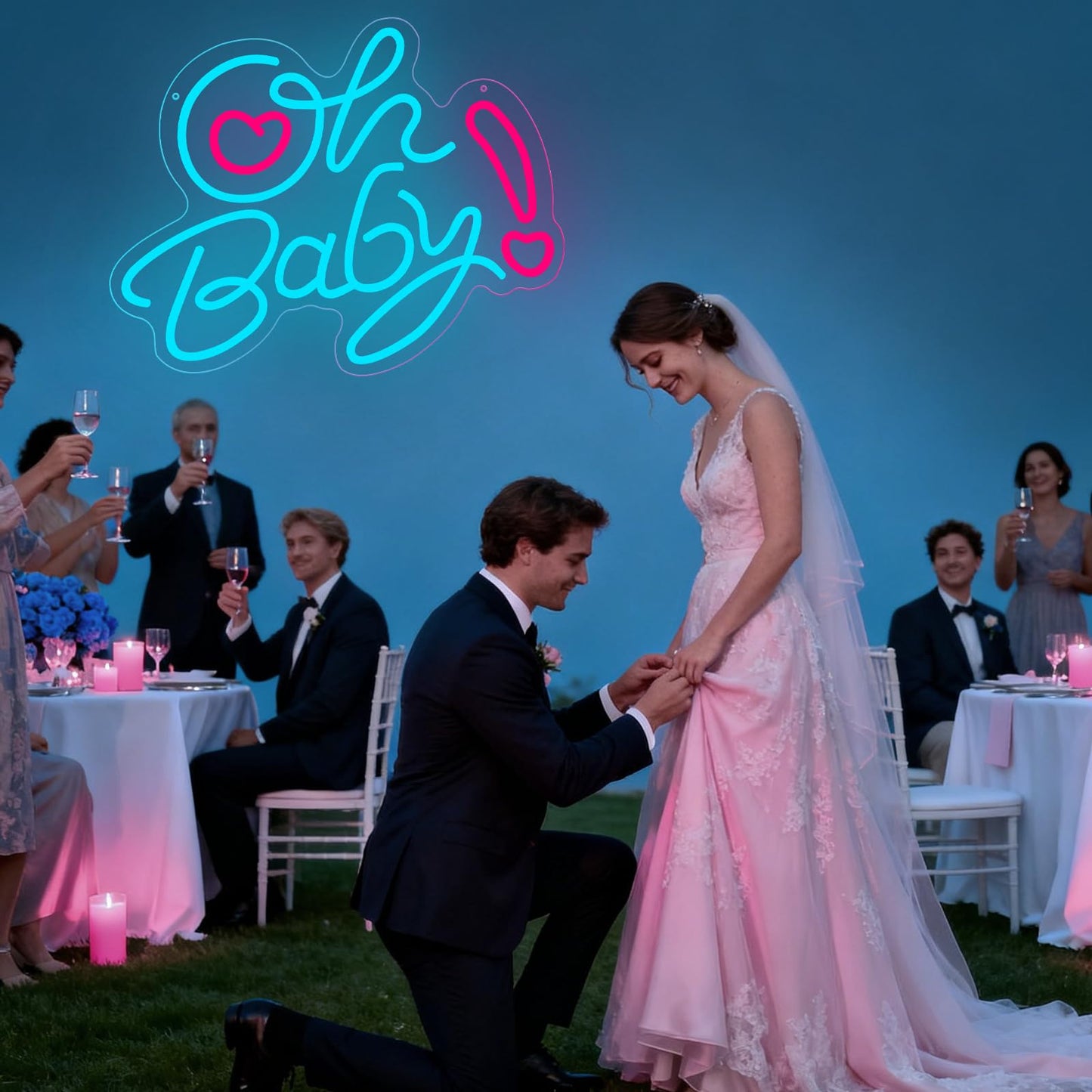 Oh Baby Neon Sign for Wall Decor, Baby Shower LED Neon Light for Boy Girl, Gender Reveal, Birthday Party Wall Decor,16.14x12.6 inches