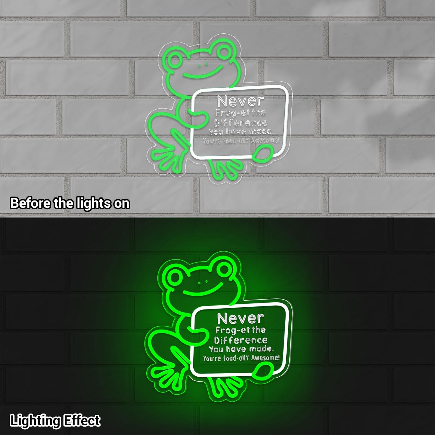 LMHSE Frog Neon Sign Dimmable Classroom Neon Sign for Wall Decor, Room Decor for Teen Girls, Bedroom, Home Decoration, Gifts for Birthday, Christmas (Frog-Green)