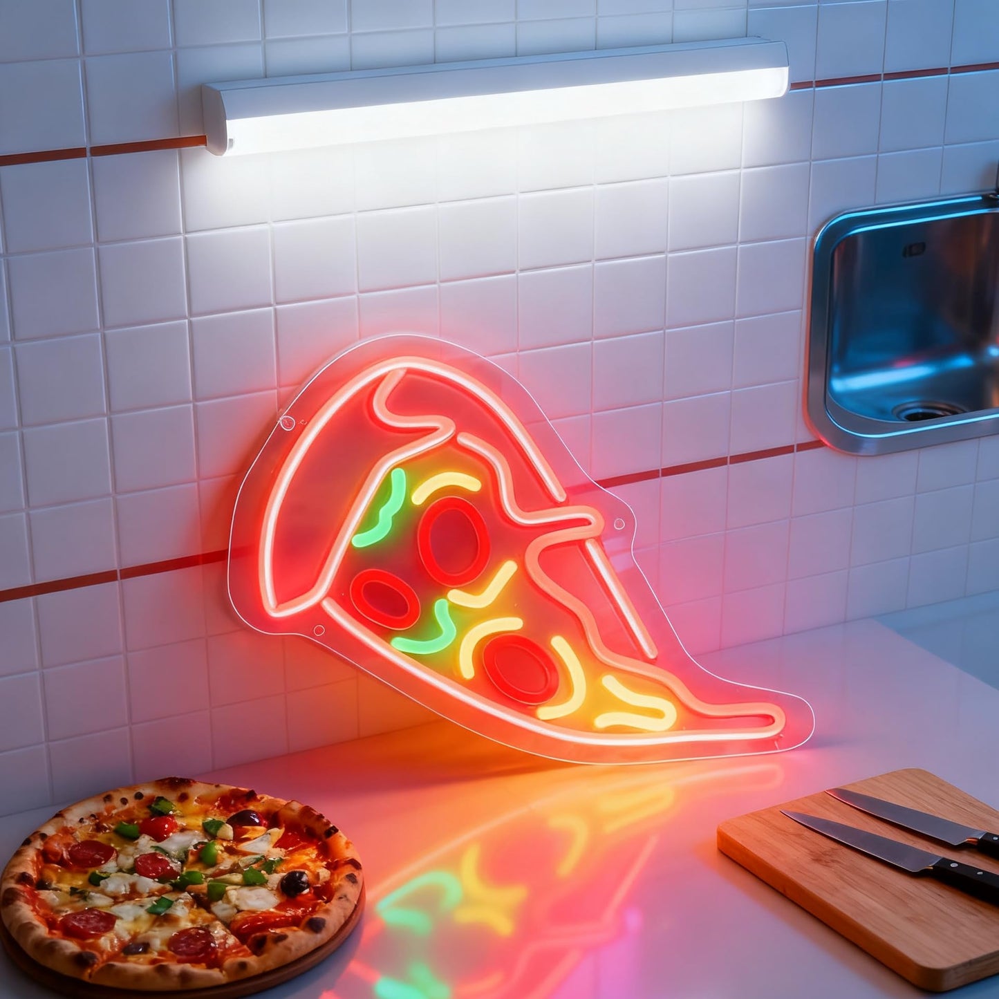 Neonawall Pizza Lovers Business Neon Sign for Wall Decor Light Up Letters Led Sign Party Gift Led Decorative Night Signs Photo Prop Decorations Grand Opening Gift for Fast Food Restaurant Pizza Lovers