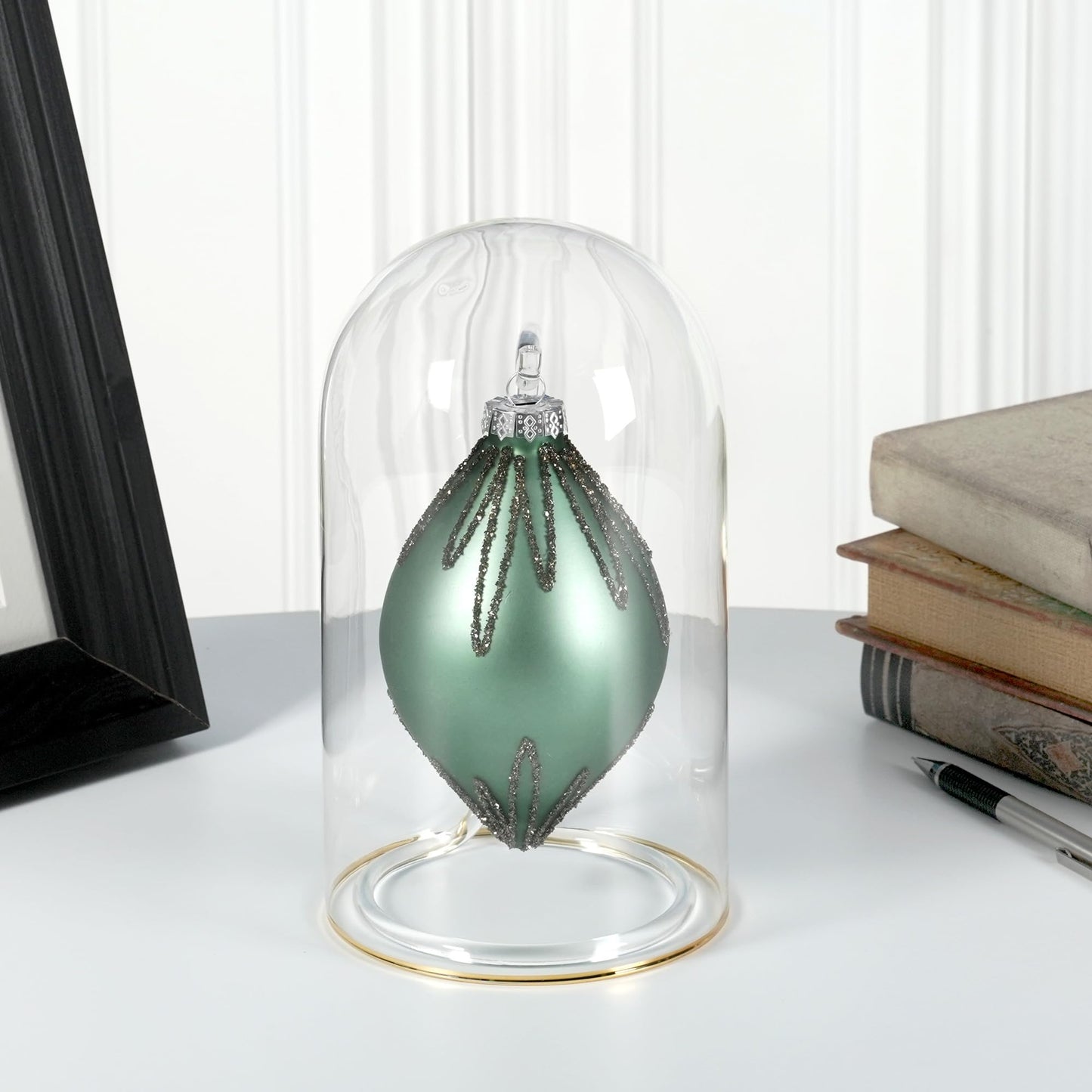 Plymor 4.5" x 8" Glass Display Dome Cloche with Gold Rim (no Base)