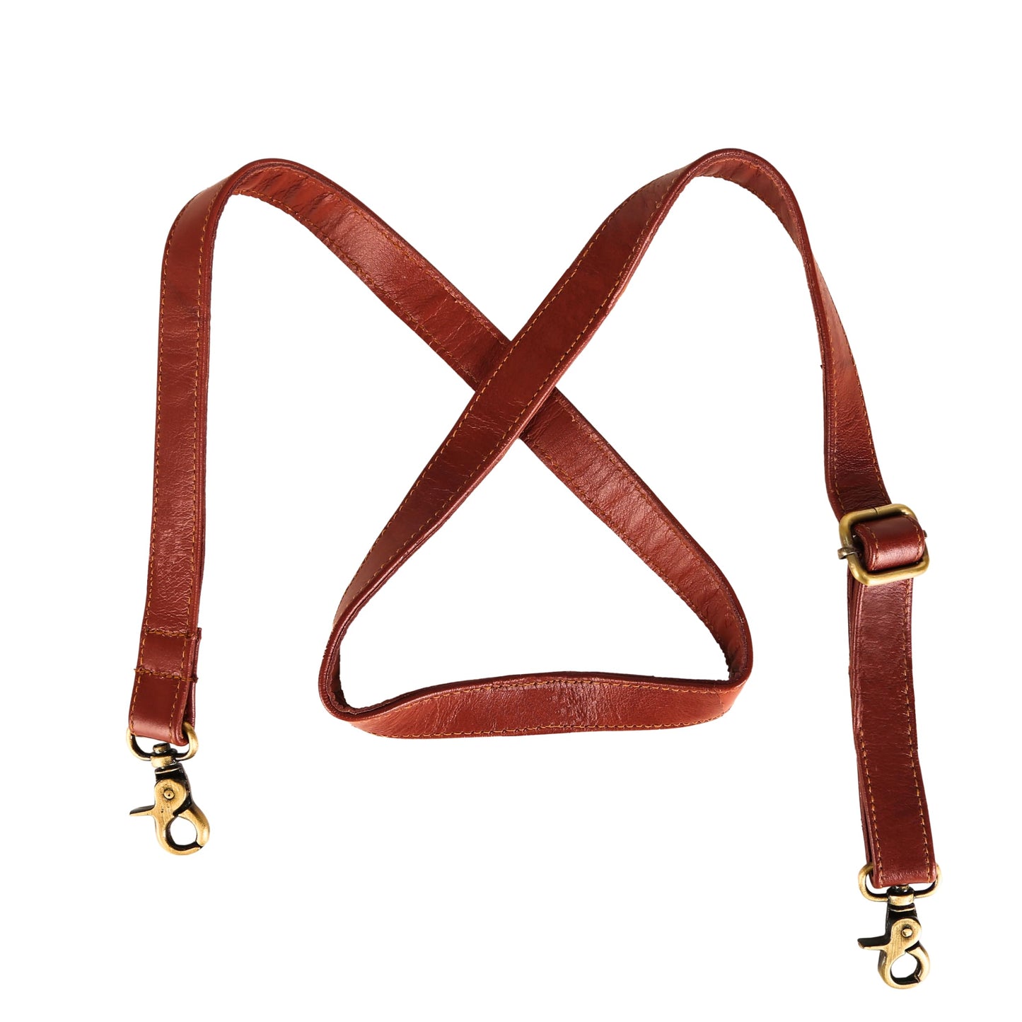 Genuine Leather Purse Strap Replacement 60 Inch, 1 Inch Wide Adjustable Crossbody Shoulder Strap with Metal Swivel Hooks for Handbag Tote Messenger Bag (Brown)