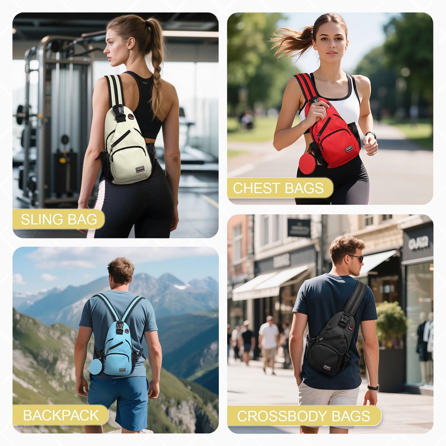 SUIKIHUM Convertible Sling Bag with Coin Pocket, 7.9" Tablet Crossbody Mini Backpack with Headphone Jack Casual Pack for Women Men Travel, White