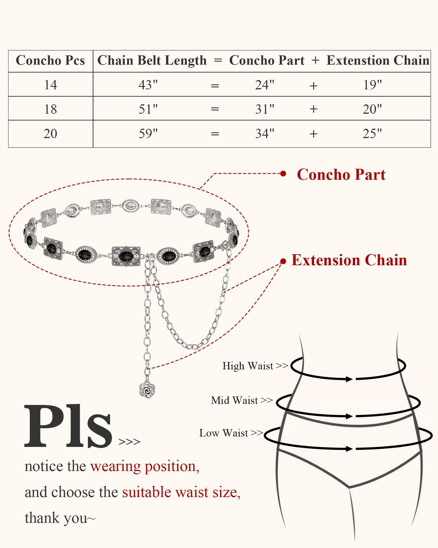 JKEEMI Women Western Concho Chain Belt Vintage Rhinestone Gems Boho Metal Waist Chain Jeans Dress Daily Concert Halloween