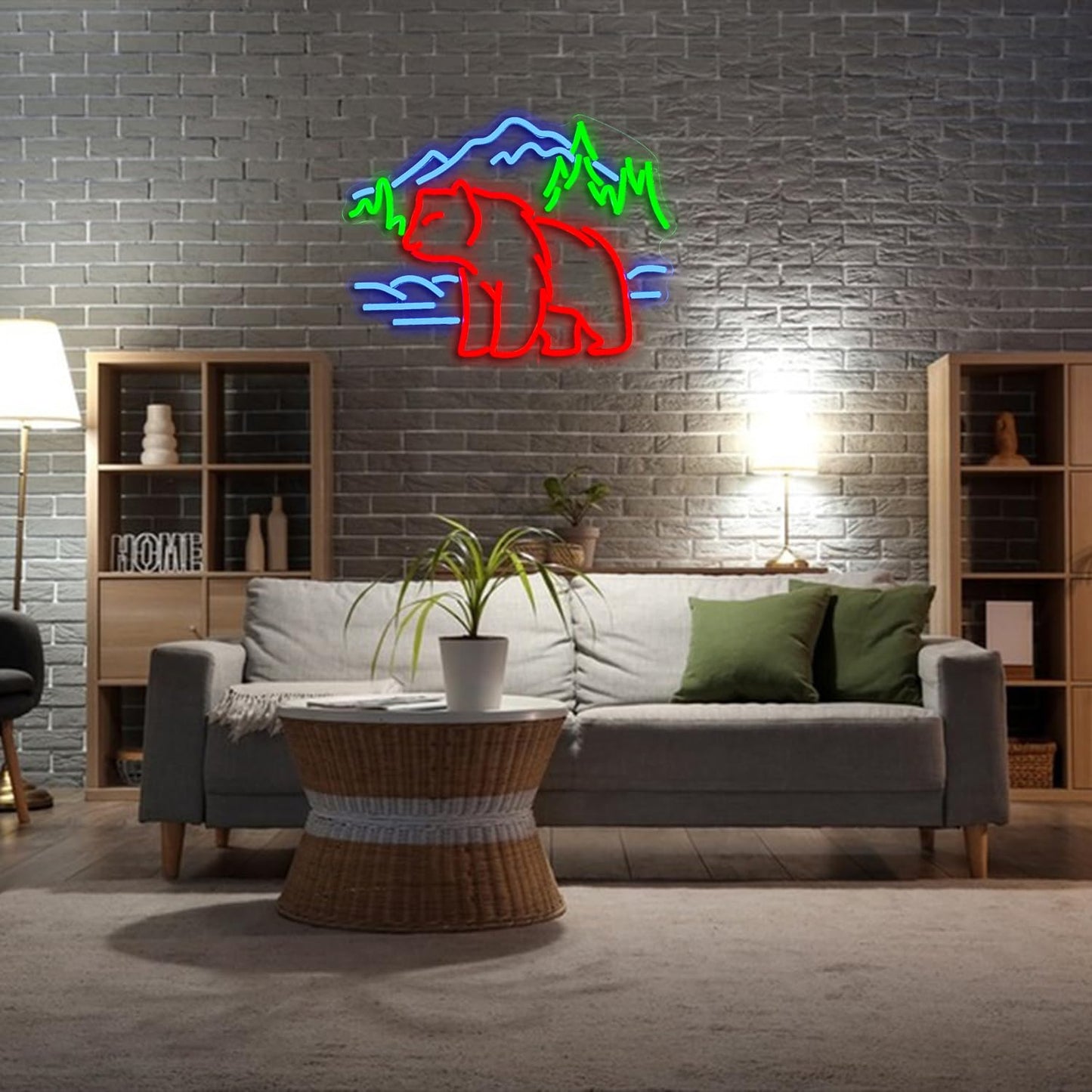 JLEWUINH Bear Neon Sign for Wall Decor Dimmable Mountain LED Neon Light Bear Mountains Neon Light Signs Powered by USB for Living Room Hotel Zoo Neon Decor(16.5”*12.6”)