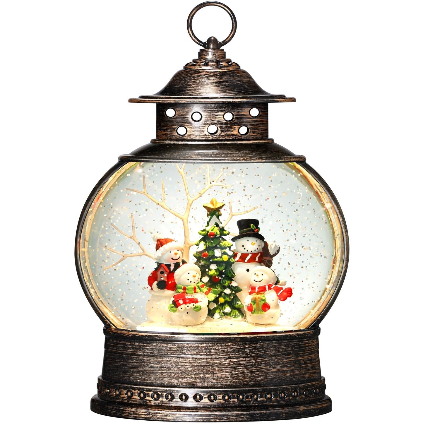 Gorrzai Snowman Snow Globe 12 Inch Christmas Snow Globe Lantern, Lighted Christmas Decorations Indoor for Home Light Up Musical Snowman Decor with Music Timer Swirling Glitter, USB or Battery Operated