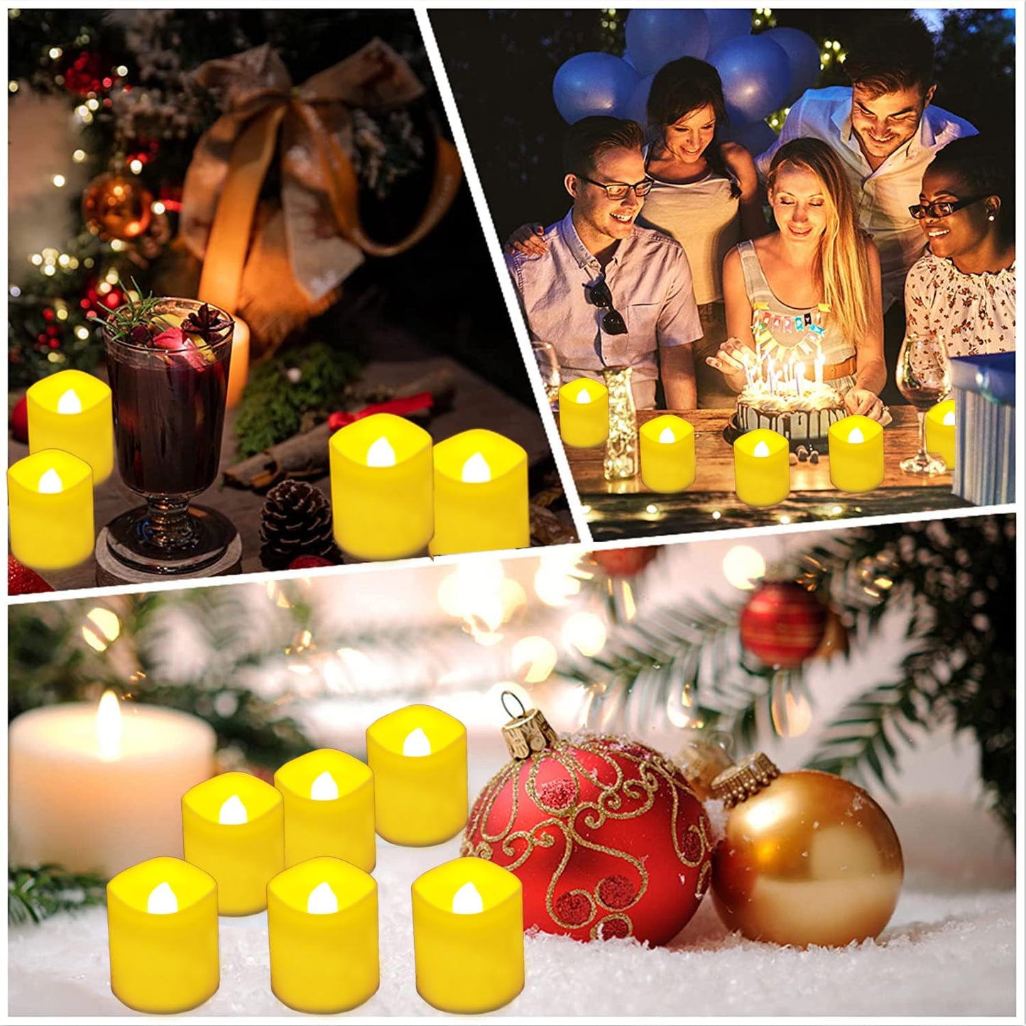 Jialine 12 Pack Flickering Flameless Votive LED Tea Lights Candles, Electric Fake Battery Operated tealights Candles for Halloween,Christmas,Wedding,Party and Holiday Decoration