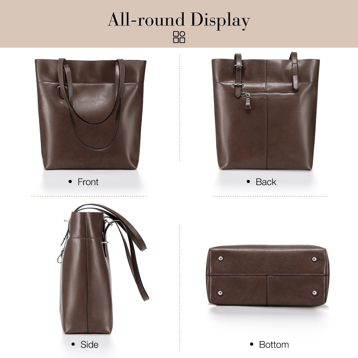 UEIRY Genuine Leather Tote Bag for Women, Large Women's Leather Shoulder Bags, Designer Womens Totes Purse with Top Handles
