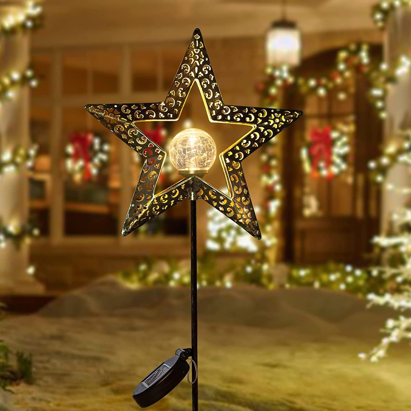 TAKE ME Star Solar Lights Garden Outdoor Decor Waterproof Metal Solar Stakes Lights for Patio Yard Walkway Lawn Patio Mothers Day Garden Gifts Mom Wife Grandma