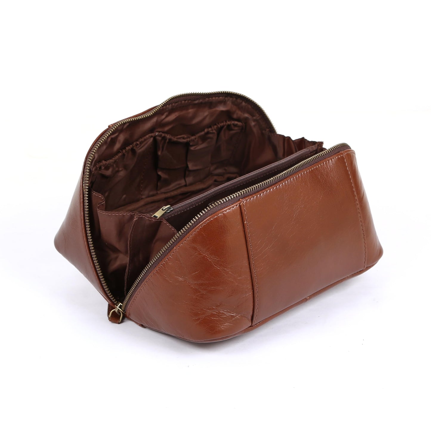 KomalC Luxury Leather Men’s Toiletry Travel Bag – Handmade Shaving Kit with Waterproof Interior, Spacious Storage & Carry Handle – leather travel Kit Bag for Men & Women (Wine)