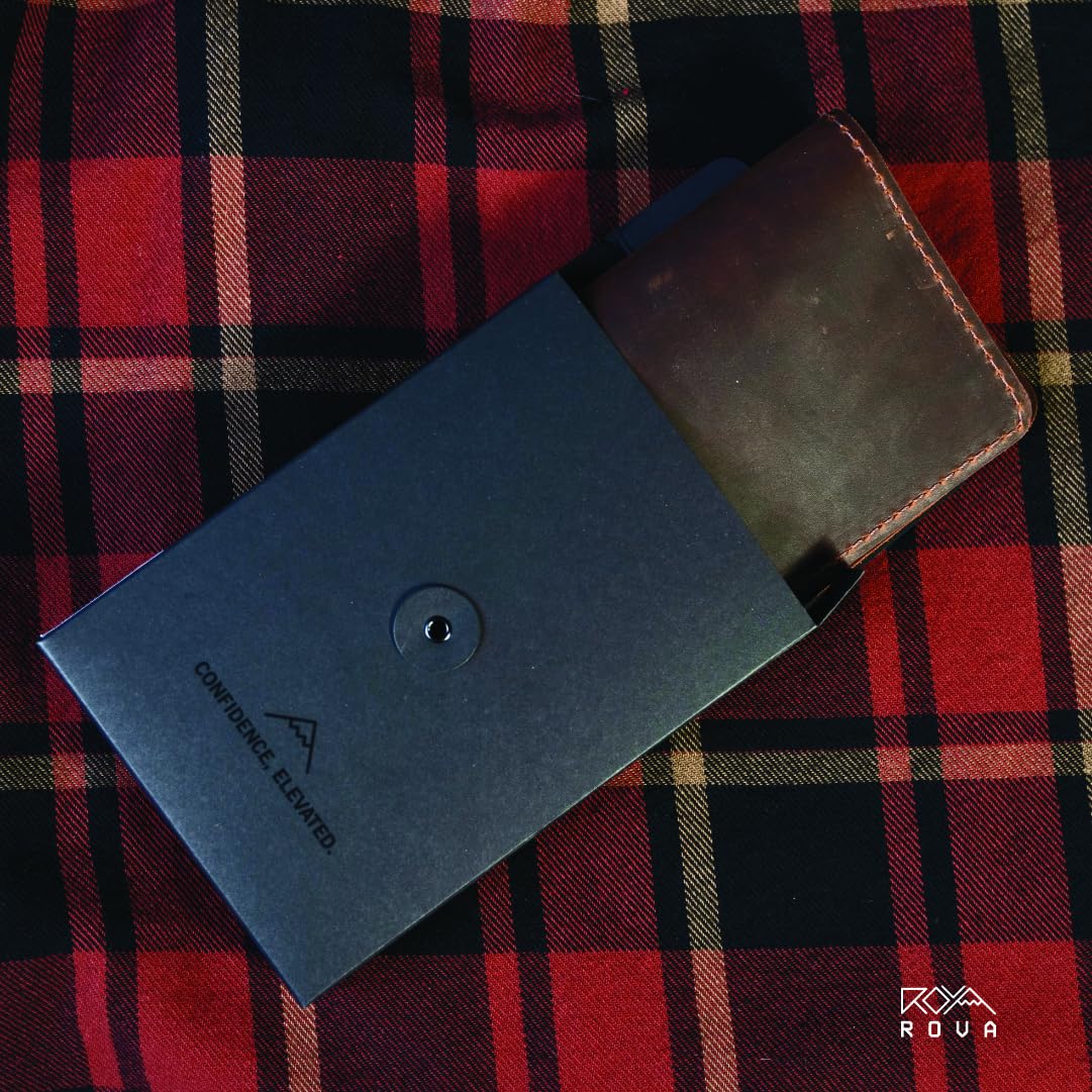 ROVA Field Notes Leather Cover, Full Grain, Fits 3.5" x 5.5" Notebooks, Crafted in the USA, Pocket Journal Cover for Everyday Carry with Pen Holder