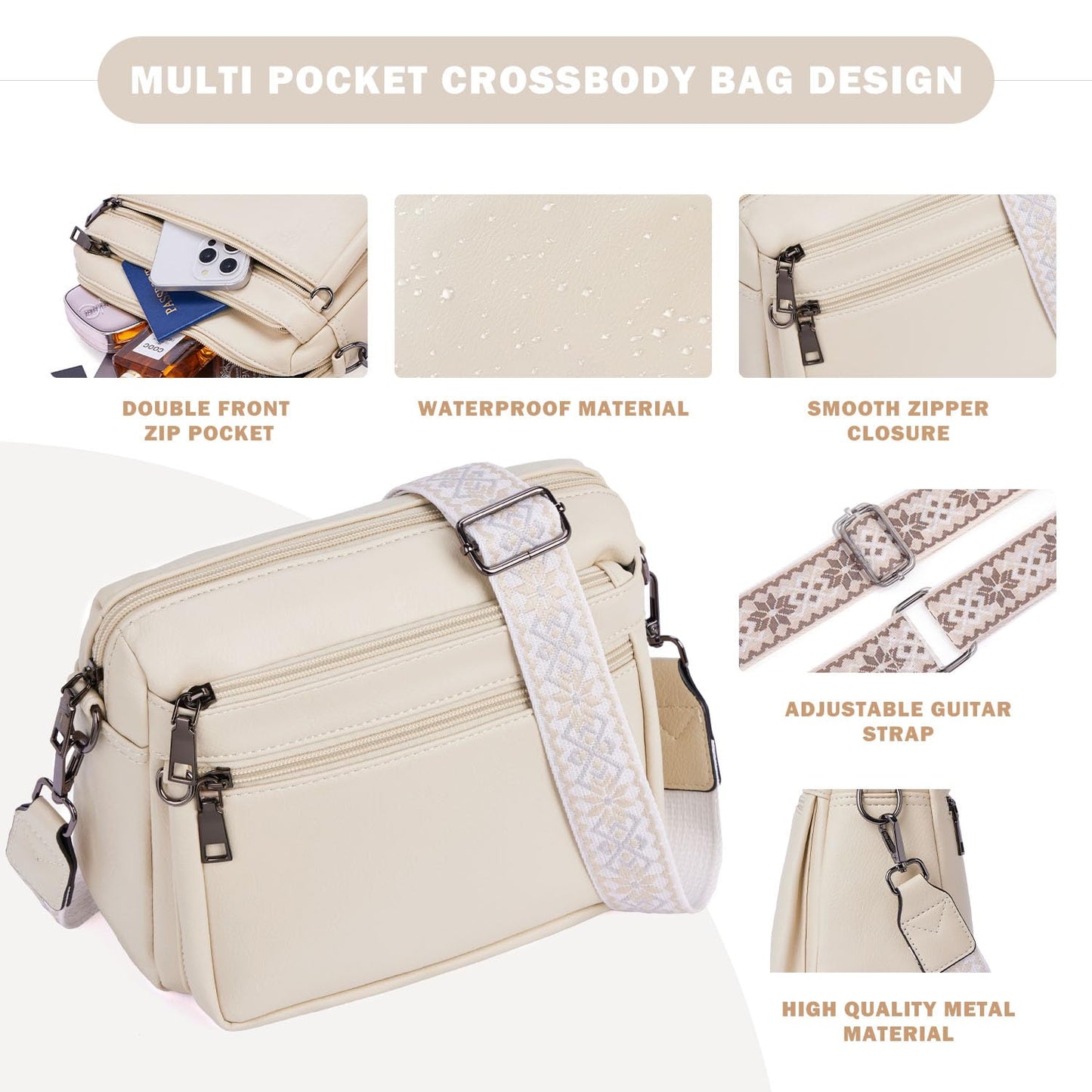 ATERITSSI Crossbody Purses for Women Trendy,Vegan Leather Crossbody Bags,Cell Phone Camera Shoulder Handbags with Card Slots
