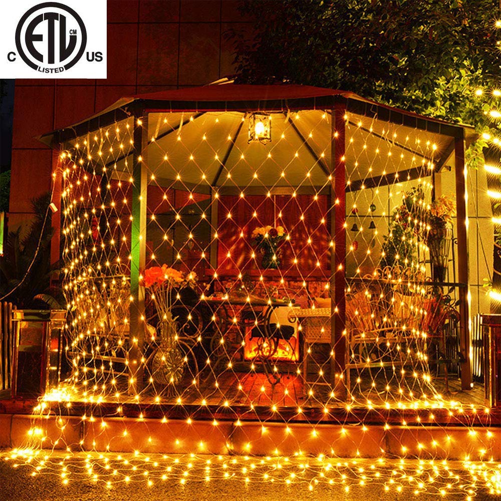 LED Net lights, 200 LED Christmas Light Fairy String Decorative Mesh Warm White for Cocktail Party Birthday BBQ Bistro Cafe 9.8ftx 6.6ft