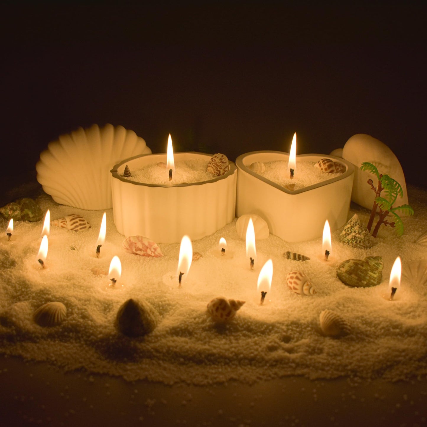 Pansyling Pearled Candle Sand Set, Refillable 1.1Lb Sand Wax, 50 X 6”Candle Wicks, Smoke Free Powder Snow Candles Sand Wax, 120 Hours Burning Time DIY Candle Making Kit, White