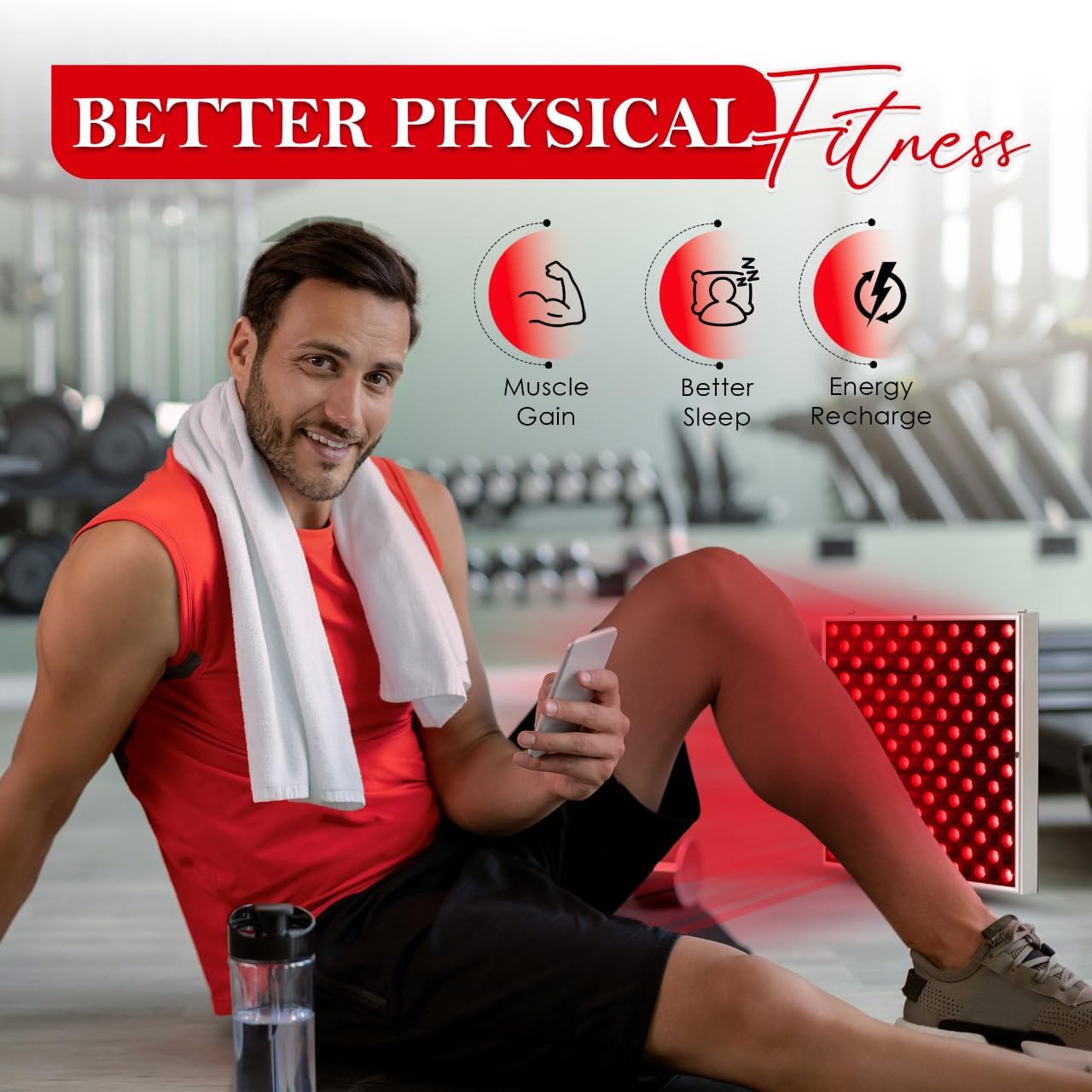 Red Light Therapy Panel for Face & Body ā 45W 660nm Deep Red & 850nm Near Infrared Light Therapy Device ā Skin Care, Pain Relief, Muscle Recovery & Hair Growth ā Adjustable Hanger