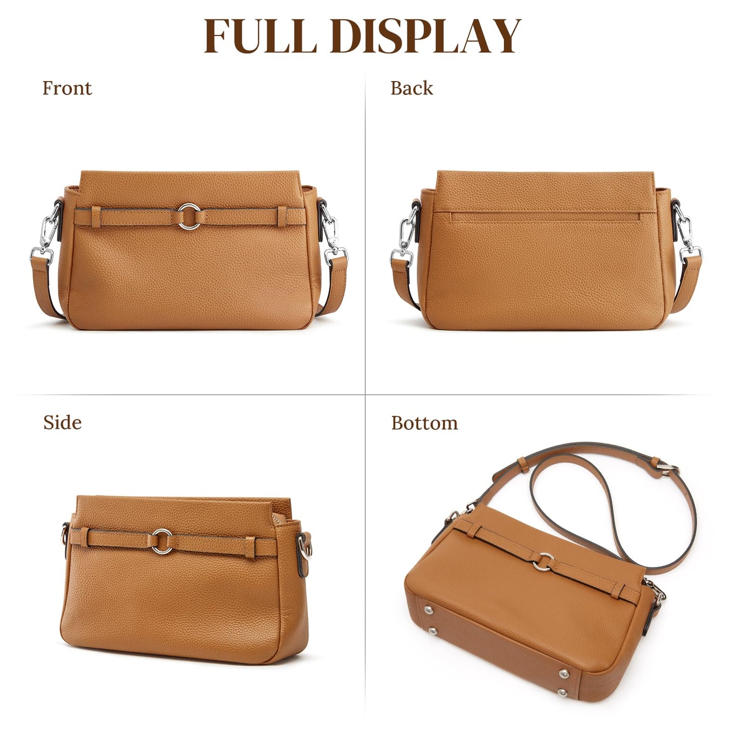 S-ZONE Genuine Leather Crossbody Bags for Women Small Leather Purse Cross Body Soft Shoulder Handbag Trendy