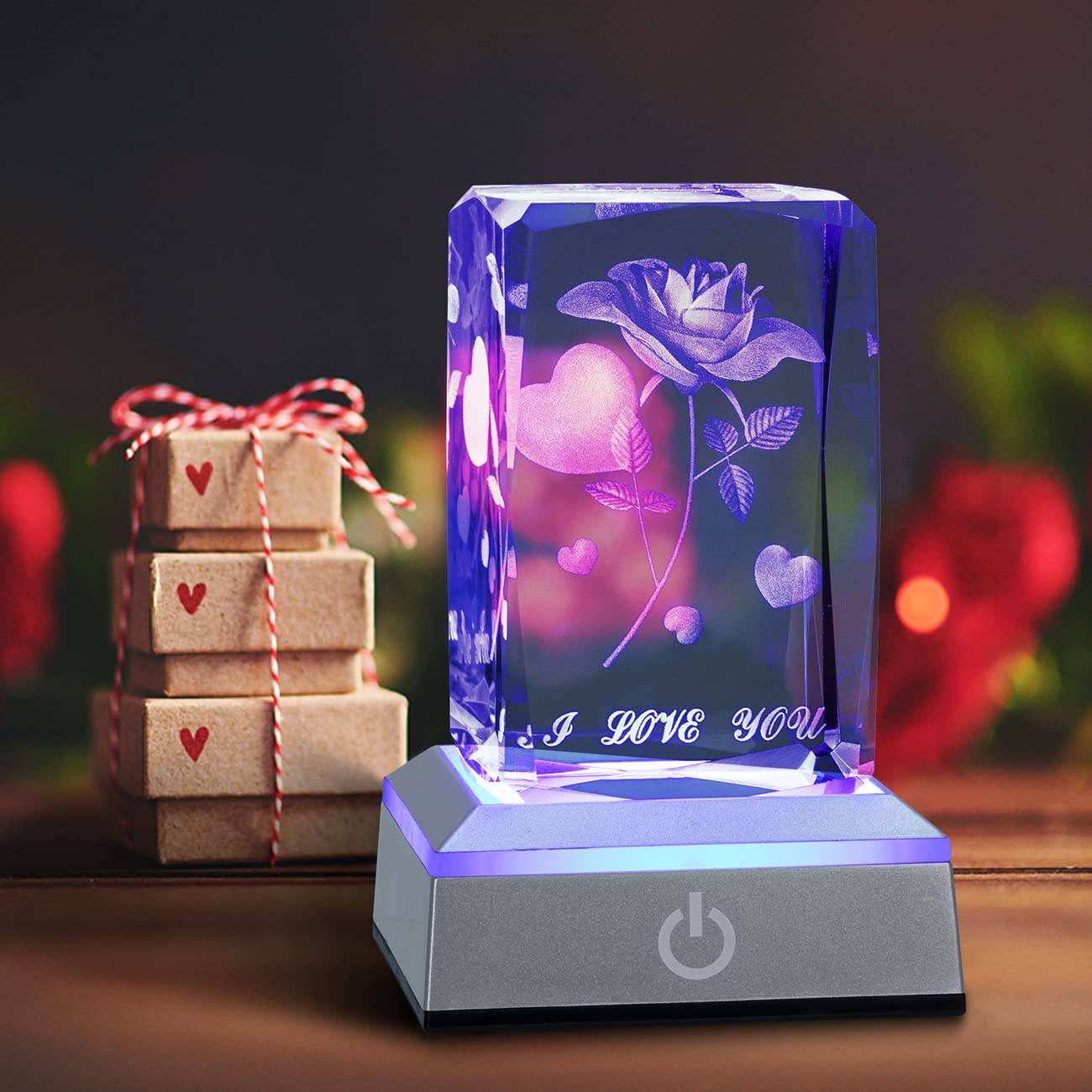 hochance 3D Rose Crystal Nightlight,Perfect Mothers Day Gifts for Wife Her Mom from Daughter Husband Son,Mother's Day Ideas Unique Anniversary Birthday Decolamp Presents