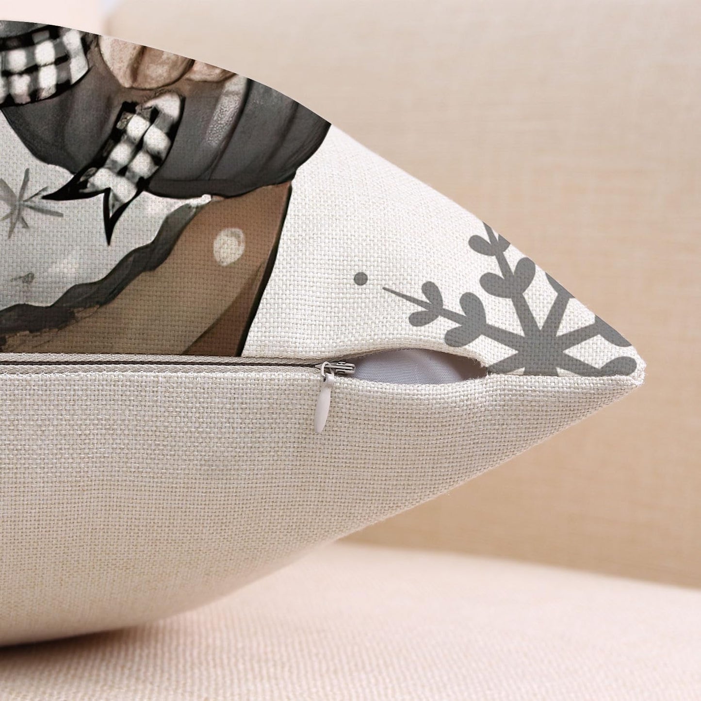 Coeufuedy Christmas Stripe Pillow Covers 18x18 Inch Set of 4 Snowman Reindeer Gloves Eucalyptus Winter Holiday Decorative Farmhouse Cushion Covers for Sofa Couch Living Room