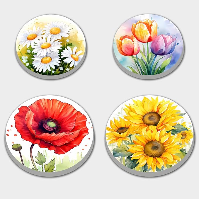 Flowers Stove Burner Covers, Dining Room Gas Stove Burner Covers 8 &10 Inches Stove Top Covers Electric Stove 4 Pcs Metal Stove Cover Gas Stove Top Covers, Cooktop Decorative,Home Kitchen Decorations