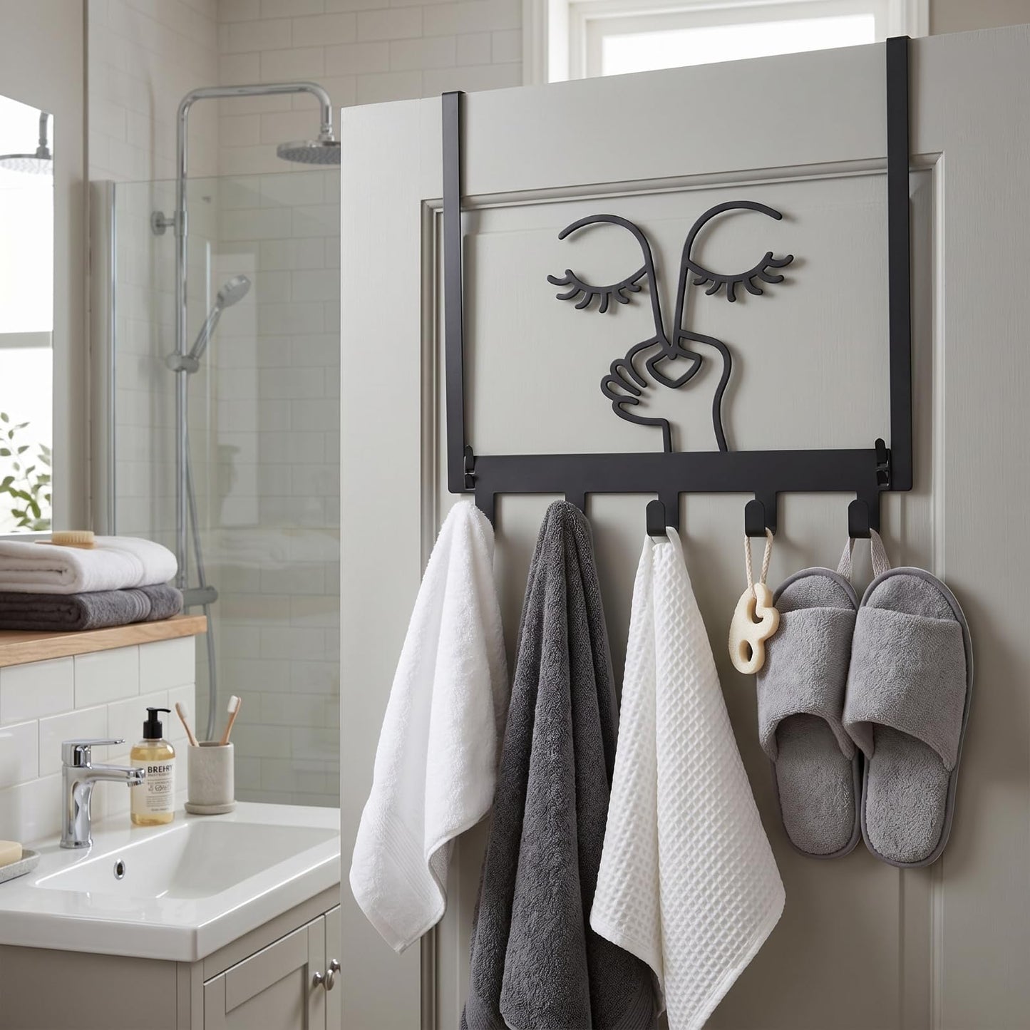 Reallnaive Bad Smell Humorous Over The Door Hooks Bathroom Decoration Hanger Wall Mount Art Funny Rack Holder for Towel, Hat, Coat, Cloth, Keychain, Bag, Christmas Gift