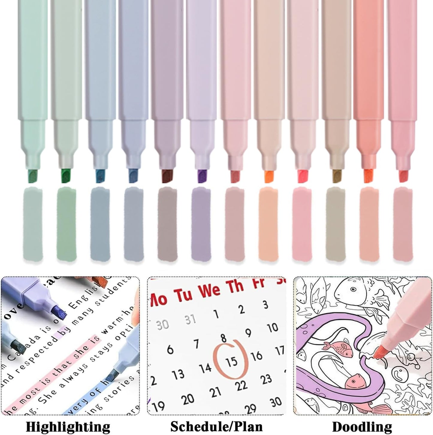 56 PCS Aesthetic School Supplies with Large Pencil Case, 5 Inspirational Ballpoint Pens, 12 Pastel Highlighters, 5 Black Ink Gel Pens, 6 Mechanical Pencils 0.5-0.7mm College Student Essentials (Pink)