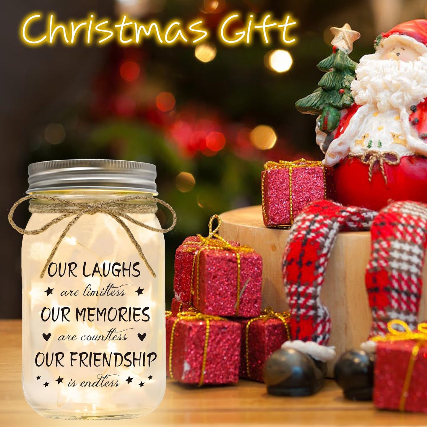 Luckyyds Friendship Gifts for Women Best Friend Birthday Christmas Gift - Mothers Day Gifts for Friends, Mason Jar Night Lights, Heartfelt Home Decor Gift