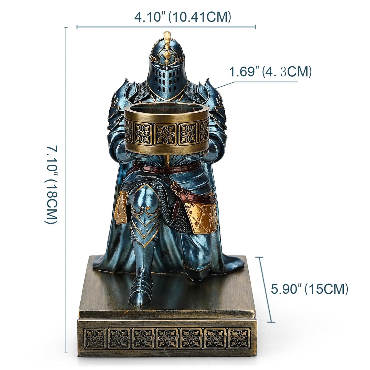HDMbigmi King's Guard Kneeling Knight Candlestick Holders Resin Posture TeaLight Holder Warrior Mobile Phone Stand Pen Holder Candle Holder for Restaurant, Altar, Home Table(Blue)