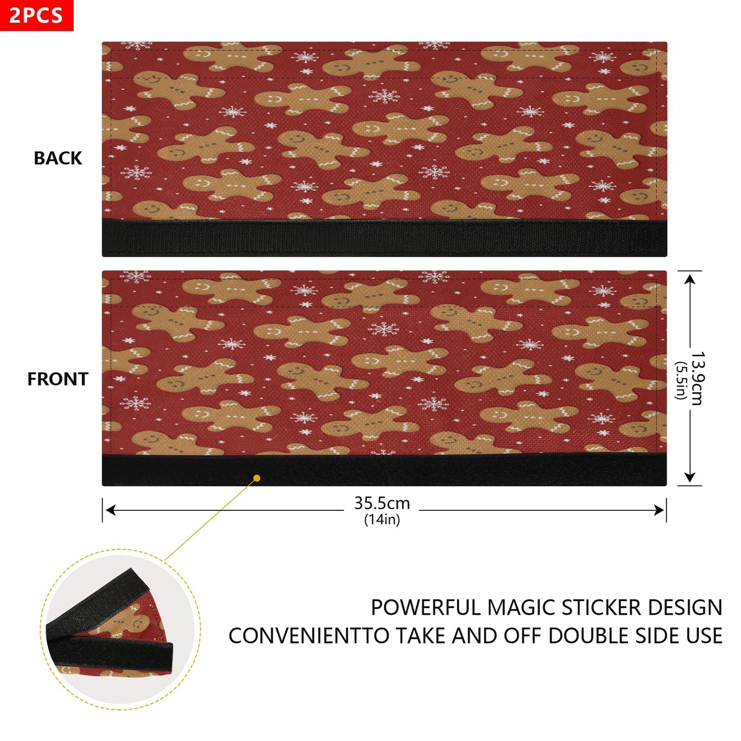 Christmas Cookie Gingerbread Refrigerator Door Handle Covers Winter Snowflakes Xmas Red Kitchen Appliances Gloves For Microwave Dishwasher Fridge Door Cloth Protector 2pcs