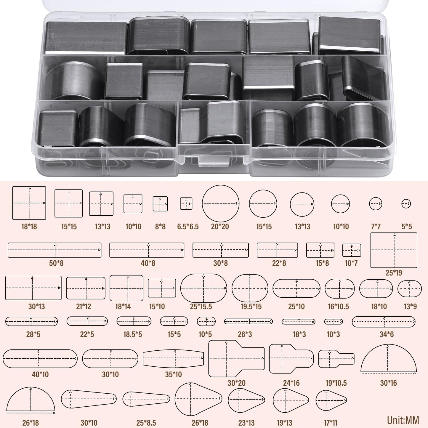 52 Shape Style Leather Hole Punch Tool for Belts, Multiple Shapes Hollow Punch Cutter Tool, Leather Punch Tool Set Hole Punch Cutter for Handmade DIY Crafts
