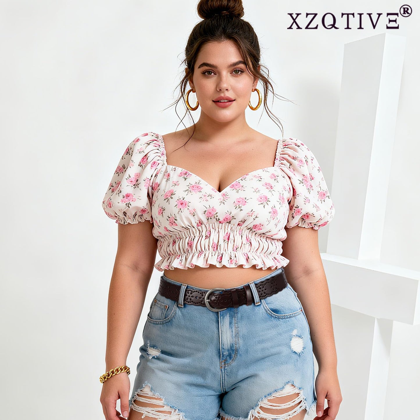 XZQTIVE Women Plus Size Leather Belt for Jeans Dresses Pants Hollow Flower Waist Belts with Solid Pin Buckle