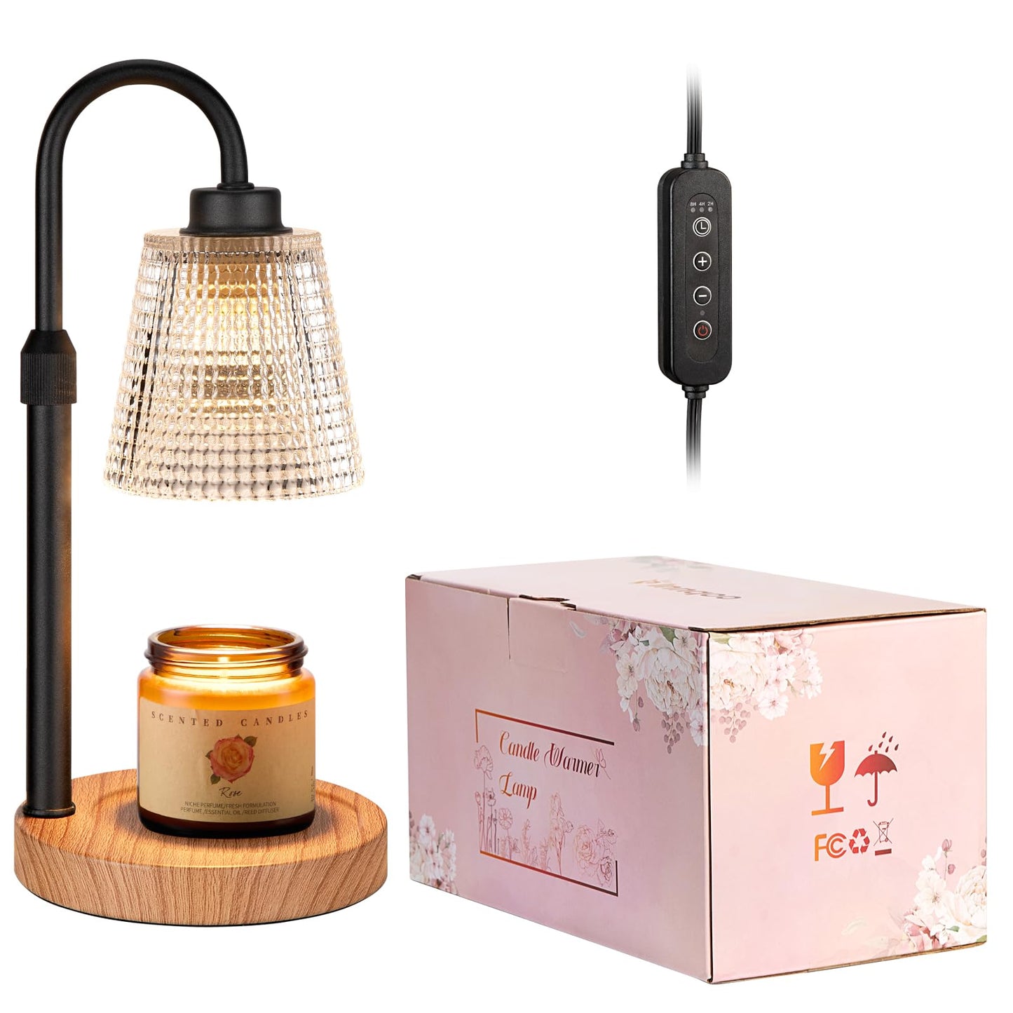 Innqoo Rustic Candle Warmer Lamp with Timer, Dimmable Candle Warmer for Jar Candles, Height Adjustable Wax Melts Warmer, Birthday Gifts for Women Mom, House Warming Gifts New Home Decor