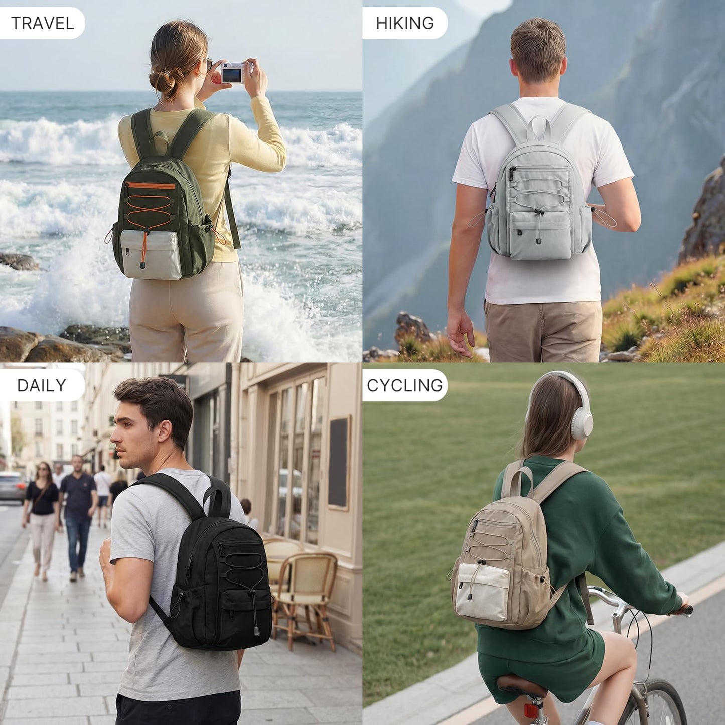 G4Free 10L Small Backpack for Women Men Lightweight Mini Travel Backpacks Hiking Casual Daypack, Black
