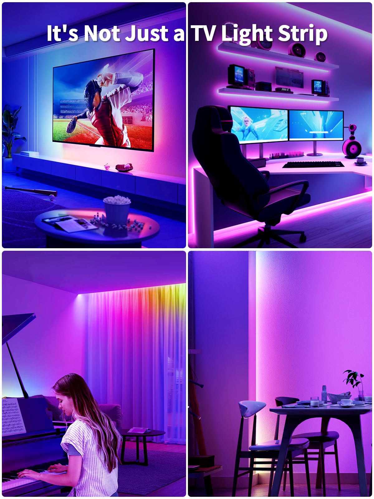 KANTUTOE LED Lights for TV, 23ft Backlights for 75-100in TV, RGB Backlight with Music Sync Bluetooth APP and Remote Control, USB Powered LED Strip for Bedroom Home Decor
