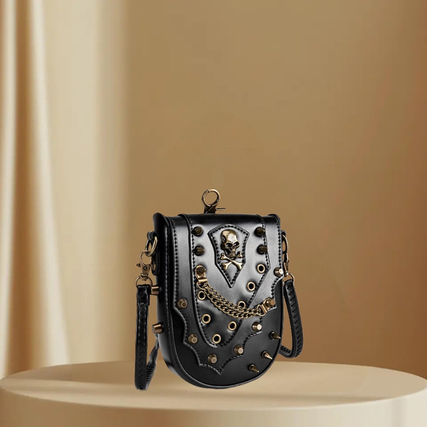 Gothic Owl Crossbody Bag Renaissance Accessories Shoulder Bag Steampunk Belt Pouch Women Cute Cell Phone Novelty Purse (Black B)