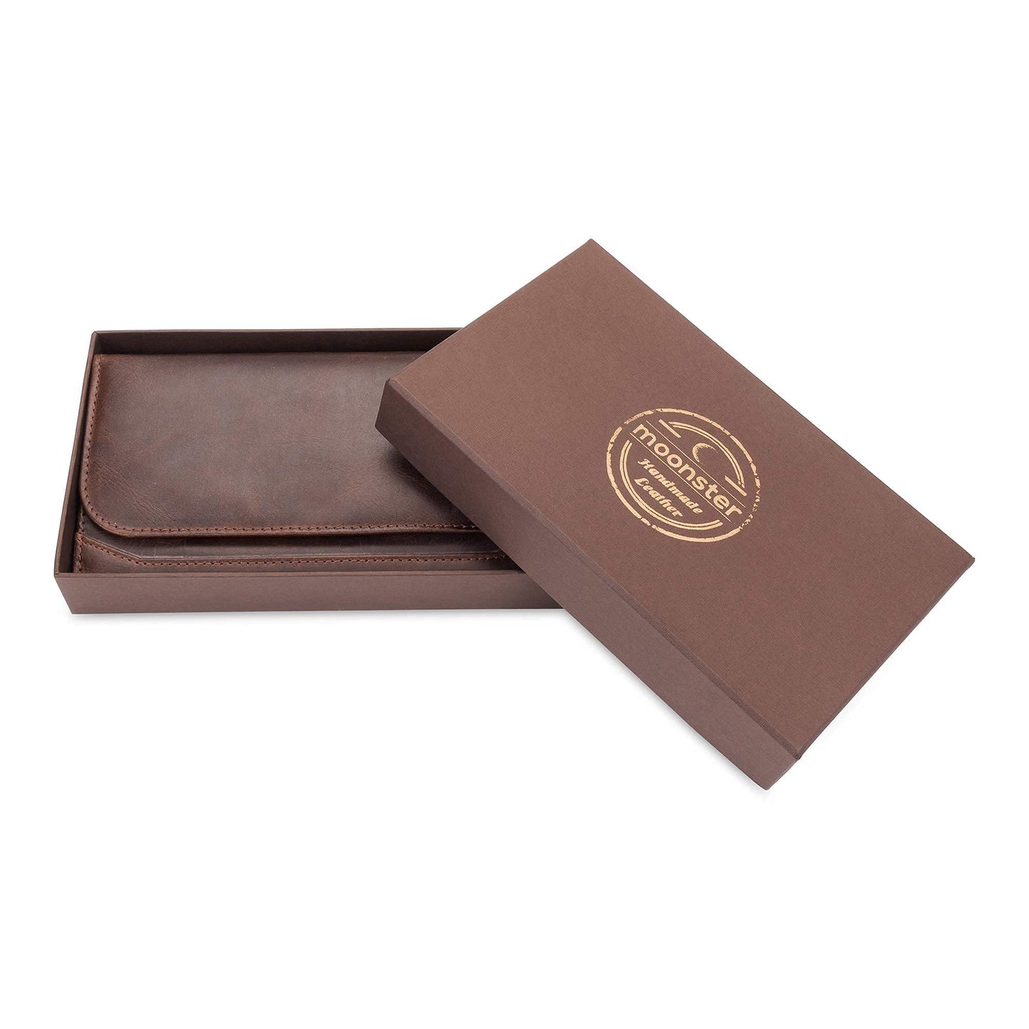 moonster Leather Wallets for Women 8x4 inch Handmade Womens Leather Wallet Brown - Genuine Leather Wallet Women -Ladies Wallets Leather - Women's Wallets - Multi Compartment RFID Wallet for Women