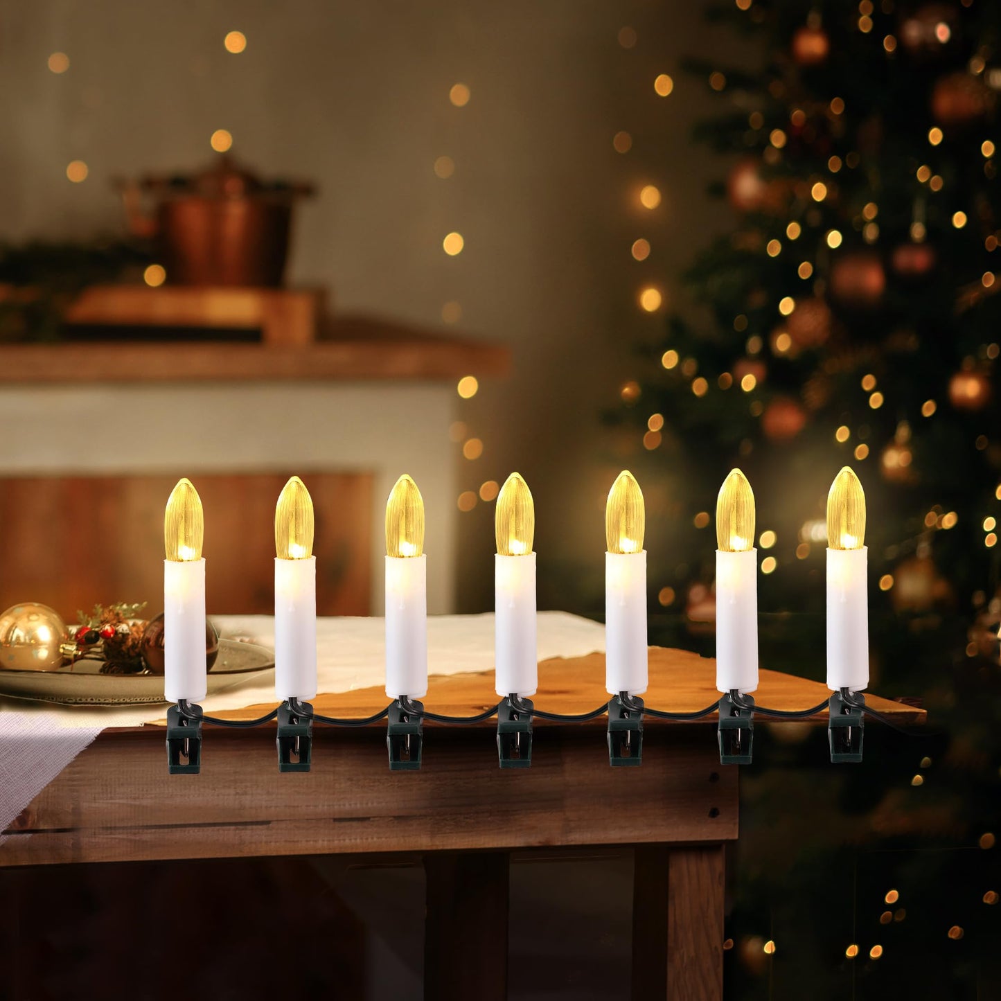 Hohean 20 Pcs Christmas Tree Flameless LED Candle Lights, White Flickering Candle String Lights with Remote Timer and 8 Modes, Xmas Taper Candles with Tree Clips for Holiday Garden Wedding Indoor