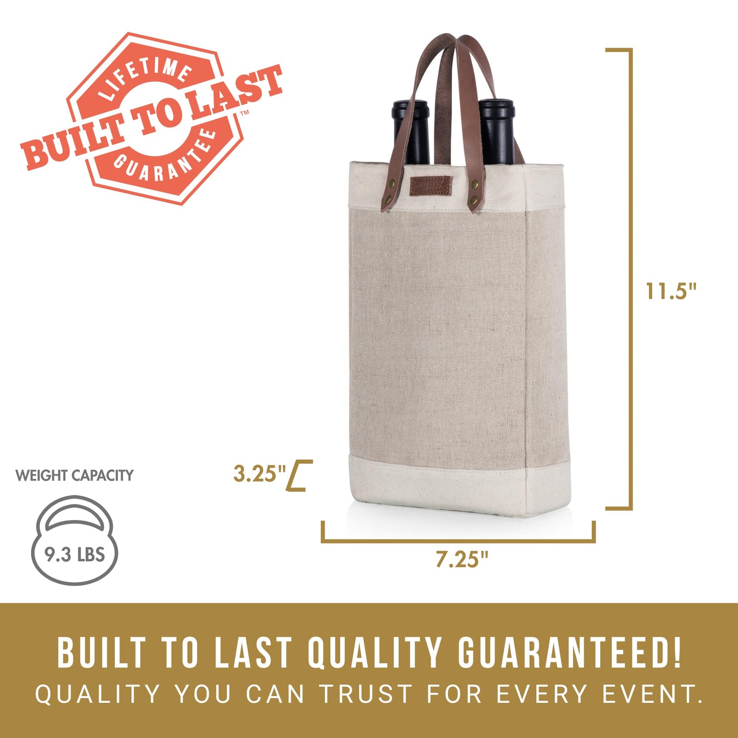 LEGACY - a Picnic Time brand - Pinot Jute 2 Bottle Insulated Wine Bag - Wine Tote Bag - Wine Gift Bag, (Beige)