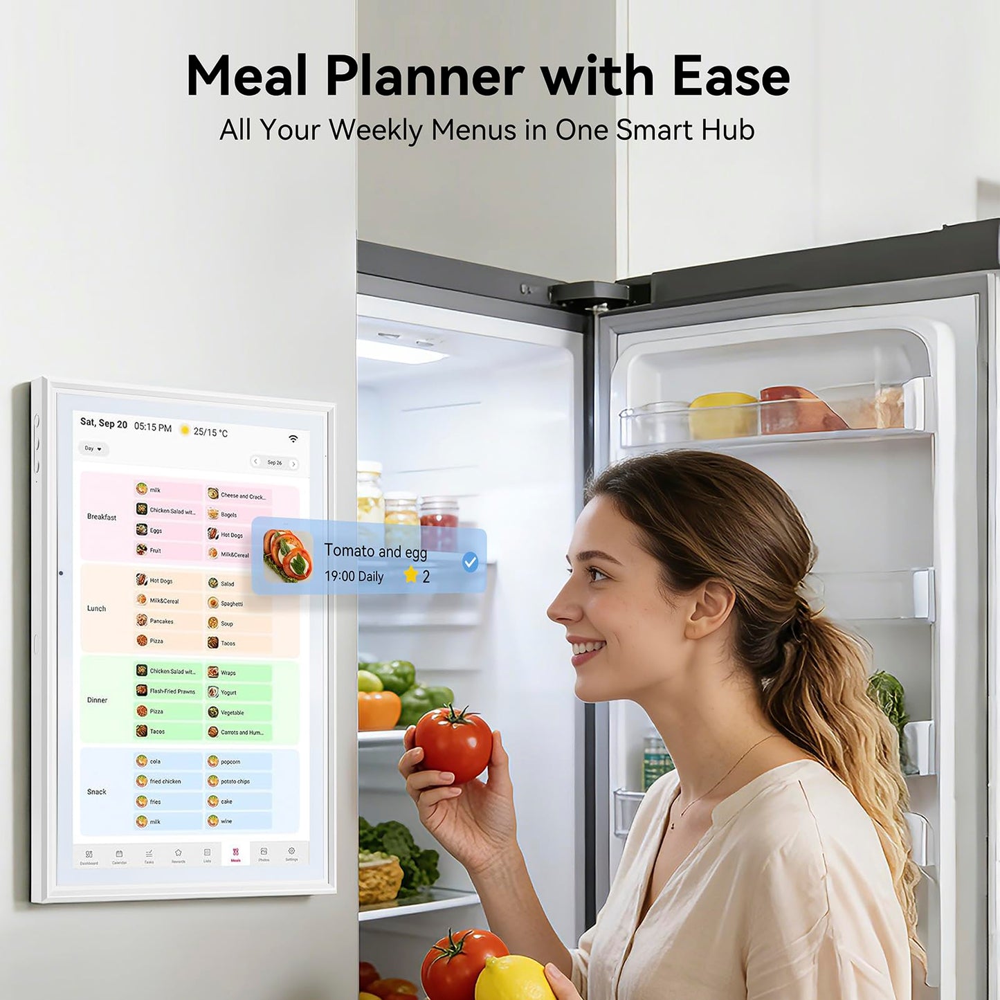 15.6 Inch Digital Calendar,Smart Touchscreen Interactive Display for Family Schedules,Chore Charts, Achievement Rewards,Meal Planner, to Do List,Wall & Desk Mount Smart Electronic Planne