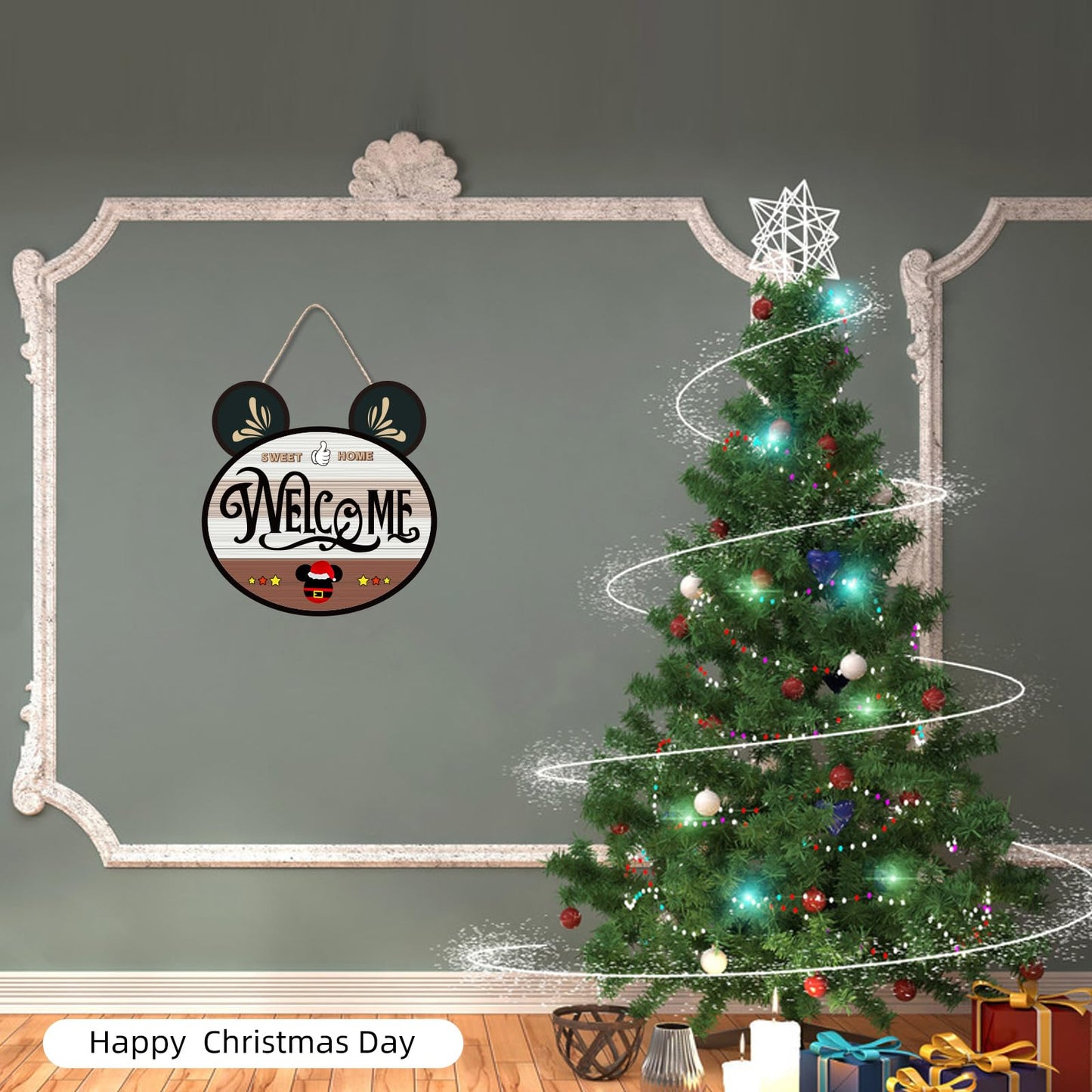 FUEMEILY 15.7'' Cute Mouse Seasonal Interchangeable Home Sign for Front Porch,18pcs Interchangeable Hanging Vertical Welcome Door Sign for Farmhouse/Wall/Porch Decor and Housewarming Gift
