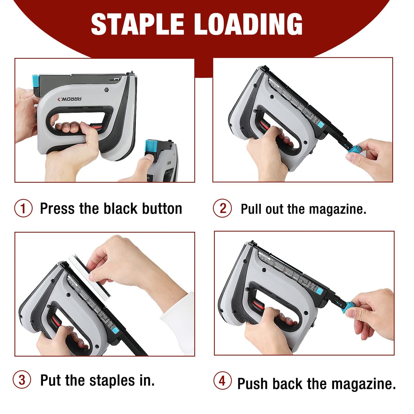 Arrow Cordless Staple Gun Kit, Electric Stapler with 3750 Pieces T50 1/4", 3/8", 1/2" Staples, for Upholstery Professional and DIY Projects, T50DCD